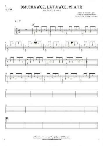Slowly Walking - Tablature (rhythm. values) for guitar