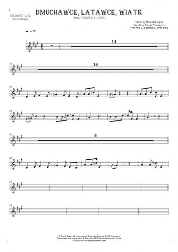 Slowly Walking - Notes for trumpet - melody line