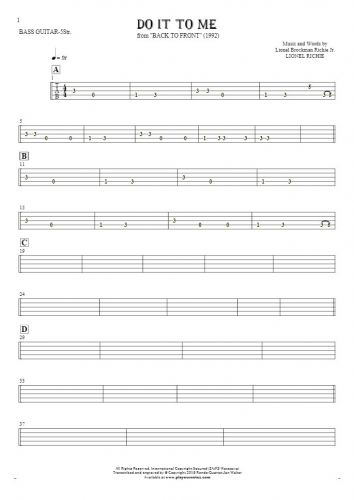 Do It To Me - Tablature for bass guitar (5-str.)