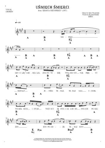 Smile of Death - Notes, lyrics and chords for vocal with accompaniment