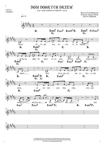 Dom dobrych drzew - Notes, lyrics and chords for vocal with accompaniment