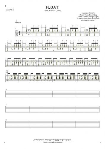 Float - Tablature (rhythm. values) for guitar - guitar 1 part