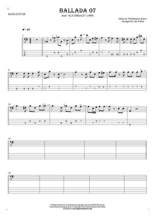 Ballada 07 - Notes and tablature for bass guitar