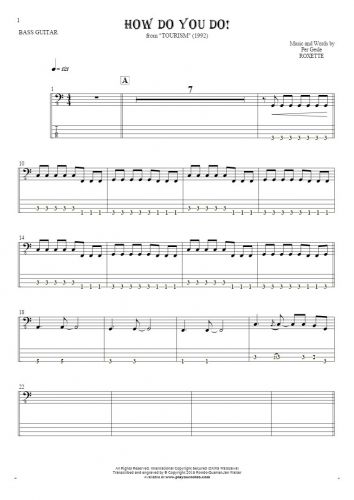 How Do You Do! - Notes and tablature for bass guitar