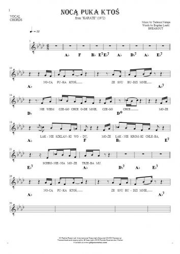 Somebody's Knocking At The Door At Nigh - Notes, lyrics and chords for vocal with accompaniment