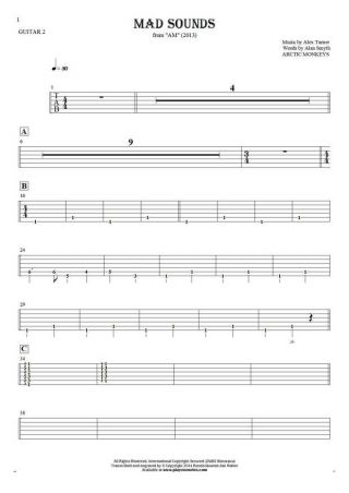 Mad Sounds - Tabulatura (wartości rytmiczne) na gitarę - partia gitary 2
