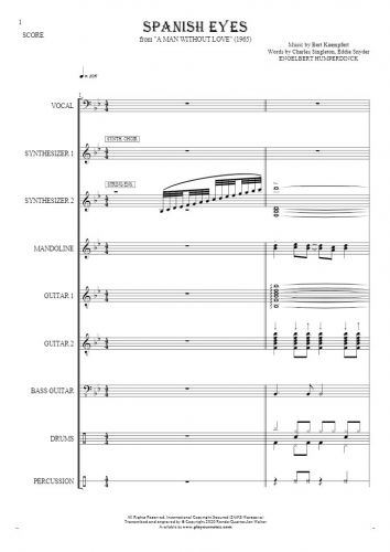 Spanish Eyes - Score with vocal in bass clef