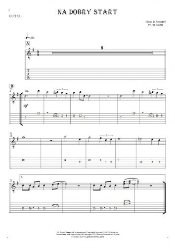 For a good start - Notes and tablature for guitar - guitar 1 part