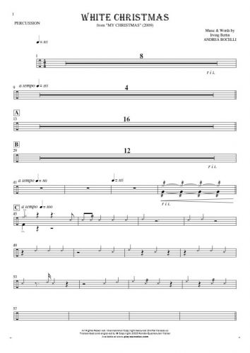 White Christmas - Notes for percussion instruments