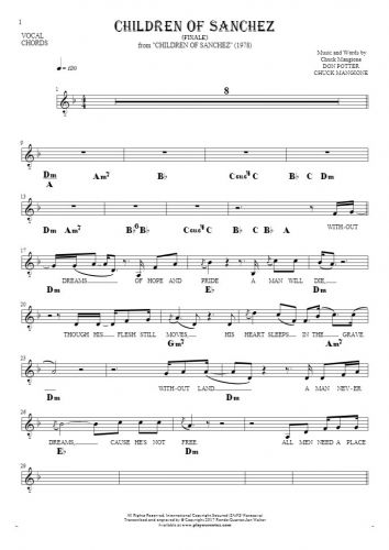 Children Of Sanchez - Finale - Notes, lyrics and chords for vocal with accompaniment