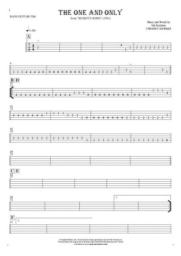 The One And Only - Tablature for bass guitar (5-str.)