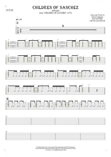 Children Of Sanchez - Finale - Tablature (rhythm. values) for guitar