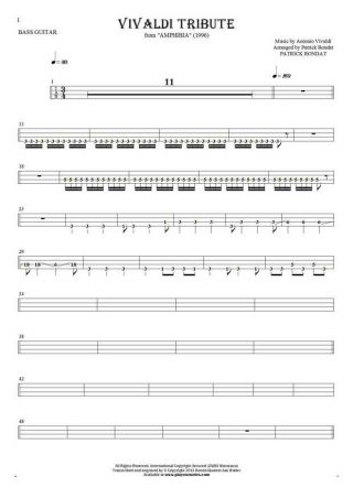 Vivaldi Tribute - Tablature (rhythm values) for bass guitar