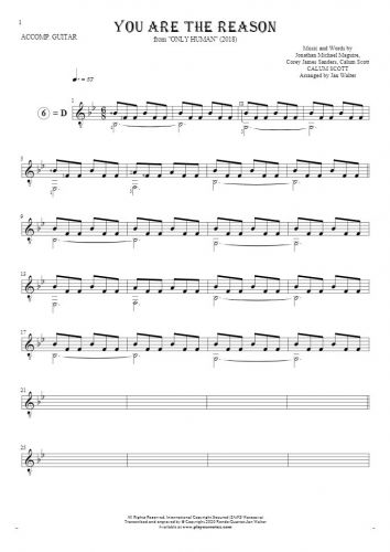 You Are The Reason - Notes for guitar - accompaniment