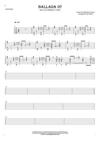 Ballada 07 - Tablature (rhythm values) for guitar - guitar 2 part