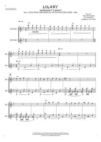 Lullaby - Rosemary's Baby - Notes for solo voice with guitar accompaniment