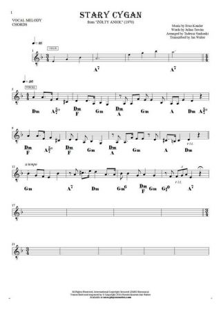 The old Gipsy - Notes and chords for solo voice with accompaniment