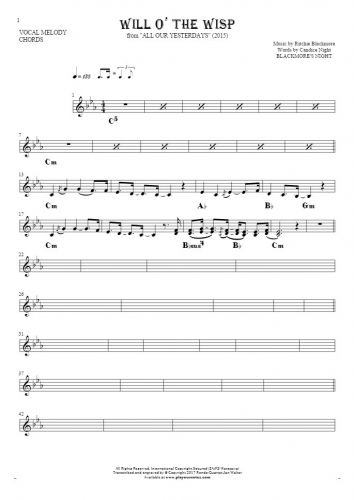 Will O' The Wisp - Notes and chords for solo voice with accompaniment