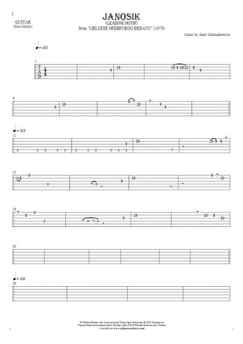 Janosik - Leading Motif - Tablature for guitar - melody line