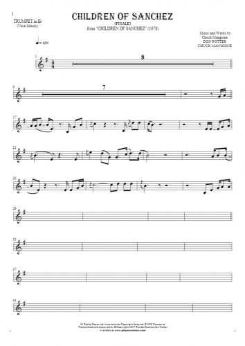 Children Of Sanchez - Finale - Notes for trumpet - melody line