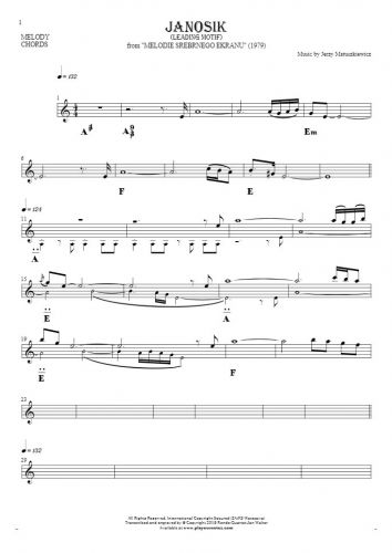Janosik - Leading Motif - Notes and chords for solo voice with accompaniment