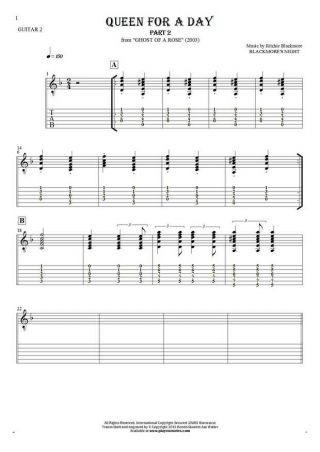 Queen For A Day (part 2) - Notes and tablature for guitar - guitar 2 part