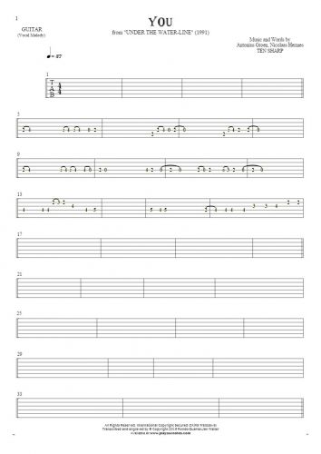 You - Tablature for guitar - melody line