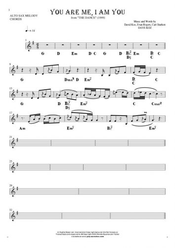 You Are Me, I Am You - Notes and chords for solo voice with accompaniment