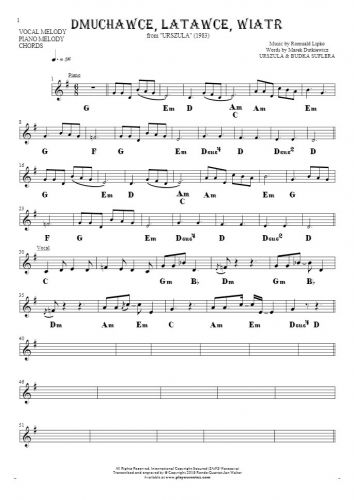 Slowly Walking - Notes and chords for solo voice with accompaniment