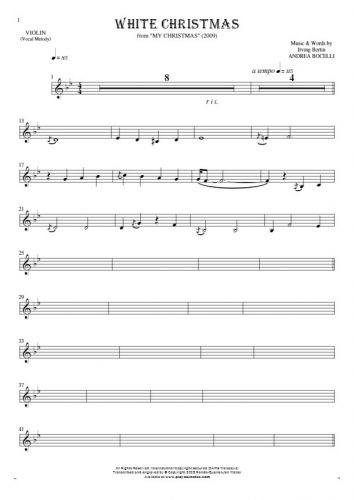 White Christmas - Notes for violin - melody line