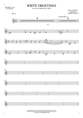 White Christmas - Notes for trumpet - melody line