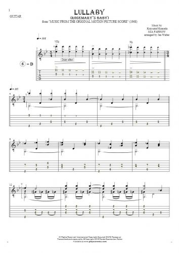 Lullaby - Rosemary's Baby - Notes and tablature for guitar solo (fingerstyle)