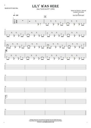 Lily Was Here - Tablature (rhythm values) for bass guitar (5-str.)