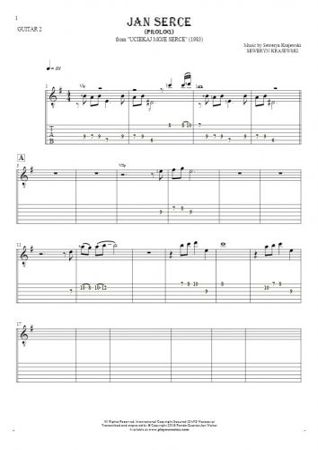 Jan Serce - Prolog - Notes and tablature for guitar - guitar 2 part