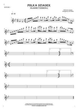Polka Dziadek (Klarinettenmuckl) - Notes for guitar - guitar 1 part