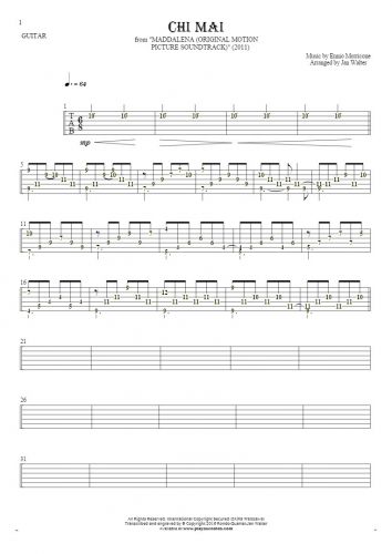 Chi Mai - Tabulatur (Rhythm Werte) für Gitarre solo (fingerstyle)