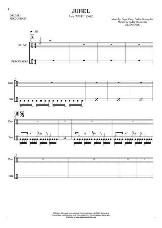Jubel - Notes for drum kit and percussion instruments