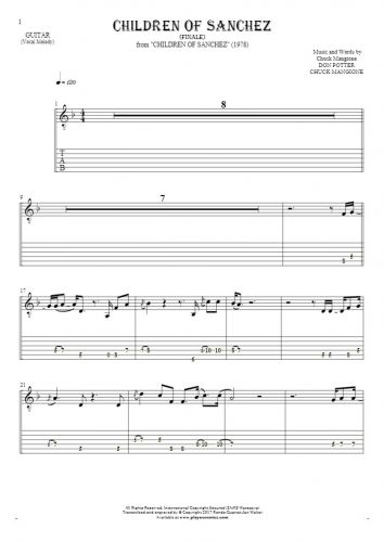 Children Of Sanchez - Finale - Notes and tablature for guitar - melody line